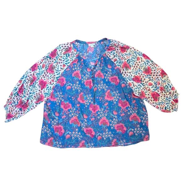 Sundance Dream Keeper Boho Floral Colorful Peasant Blouse Roses 100% Cotton XXL - Picture 2 of 12